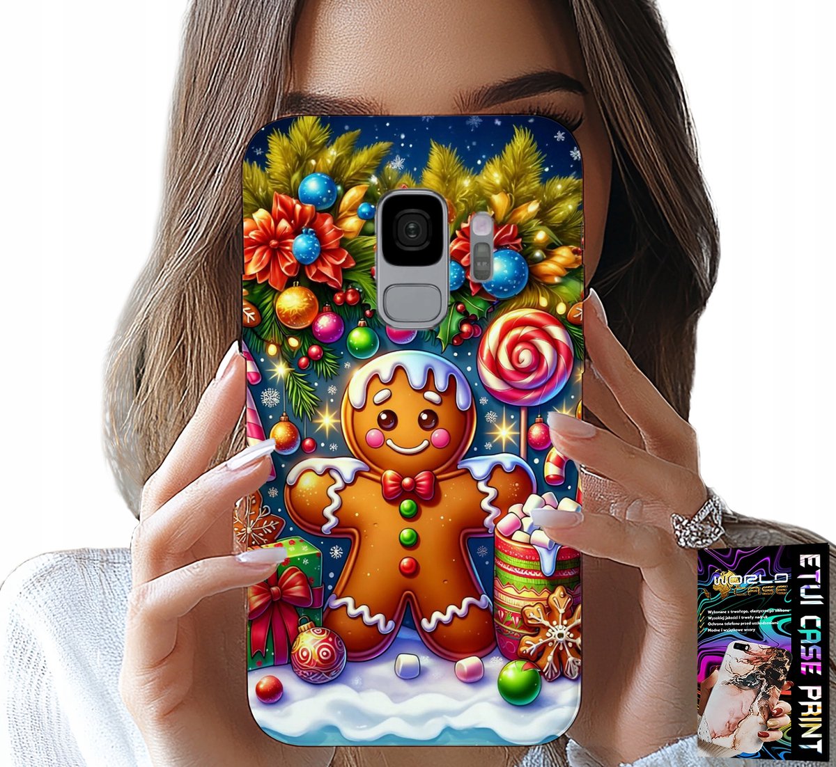 HOESJE VOOR SAMSUNG GALAXY S9 - PEPERKOEK, SNOEPJES EN KERSTPATRONEN + FOLIE