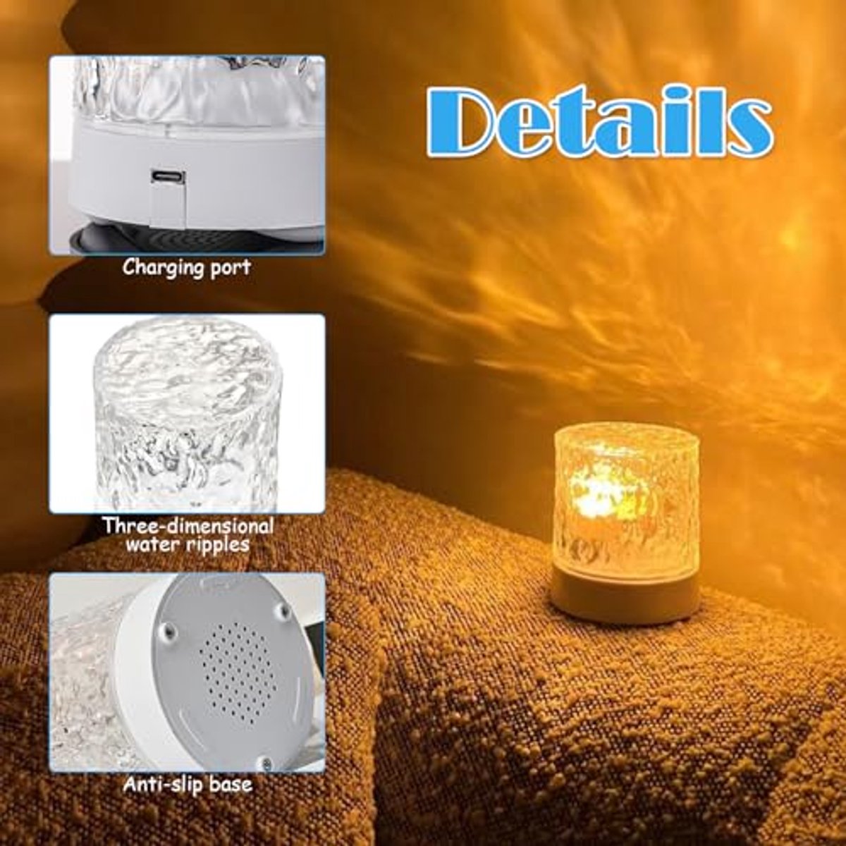 Oceaanlamp – 16 kleuren met USB, oplaadbare Aurora-projector, oceaanlamp met afstandsbediening, roterend nachtlampje & sterrenhemelprojector – Decoratie voor kamer & feest – foto 4