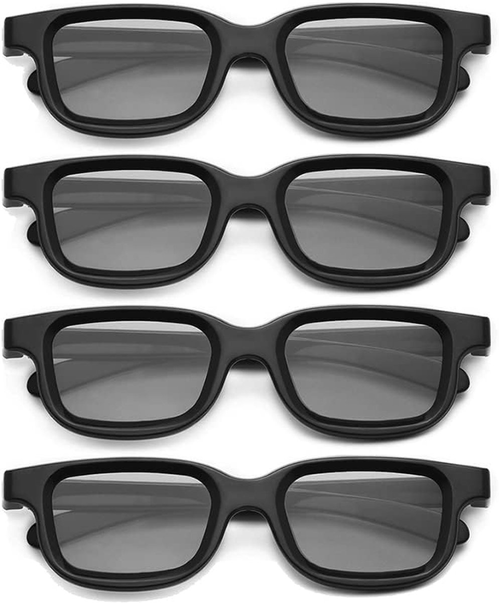 3D Brillen - Gepolariseerde Brillen - Bioscoop Films - Passief 3D Systeem - 4 Stuks - Zwart