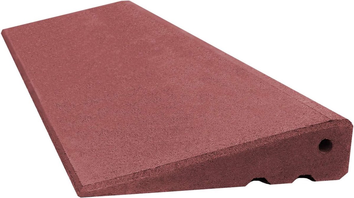 Stoeprand Helling - Oprijplaat Drempel - Barrièrevrij Maken - Geïntegreerd Drainagesysteem - 100x28x6.5 cm - Roodbruin