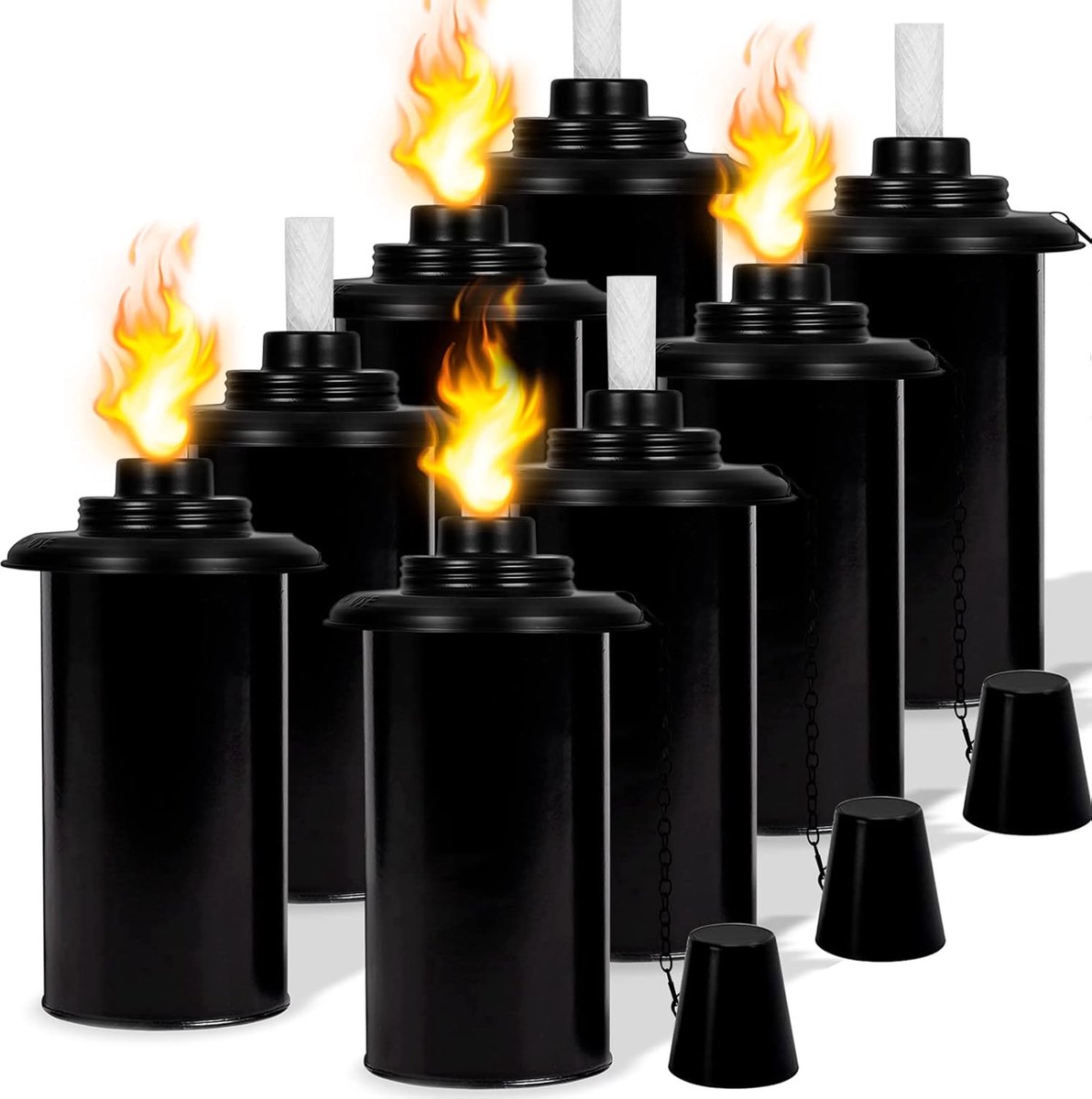 Reserve dozen - Met lonten - Buitenverlichting - Set van 8 - 355 ml - Metaal
