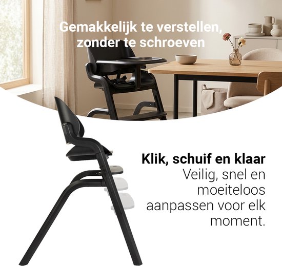 Novi at Home Curve Premium Kinderstoel - Zwart - Te gebruiken tot 100 kg - Verstelbare rugleuning, voetensteun en hoogte van Novi at Home — afbeelding 4