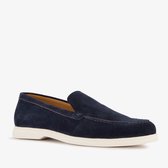 Mocassins pour hommes en daim Van Beers bleu foncé - Taille 43 - Cuir véritable - Semelle amovible