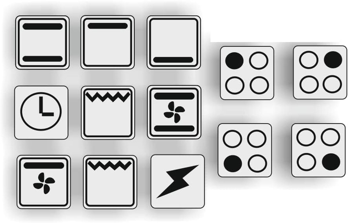 Fornuis stickers Oven symbolen Keuken decoratie Zelfklevend vinyl 0.5 x 0.5 cm Zwart transparant