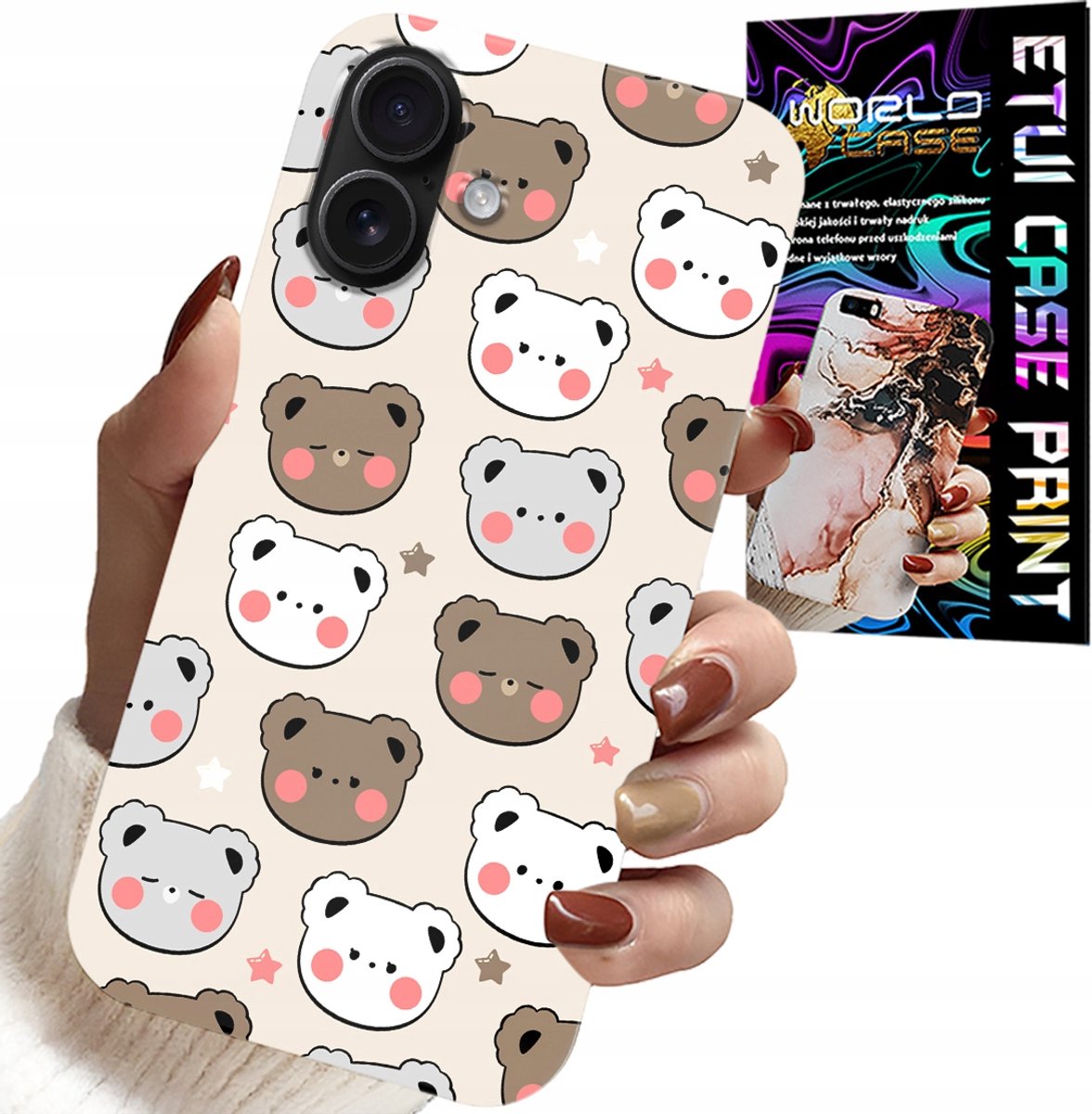 iPhone 16 hoesje - Teddybeerpatroon voor de allerkleinsten + glas