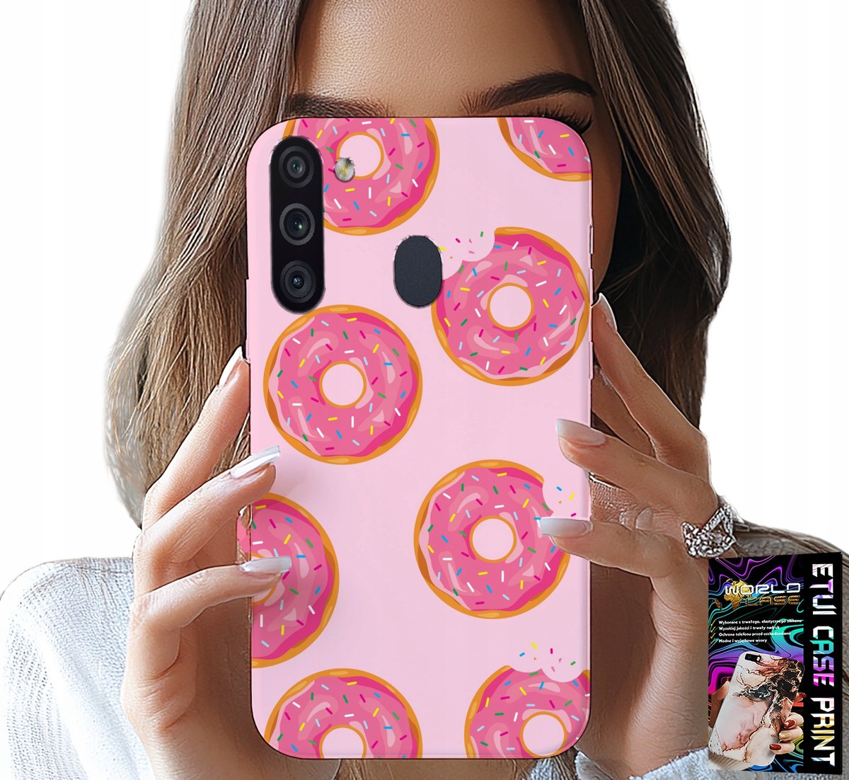 HOESJE VOOR SAMSUNG GALAXY A21 - PATROON MET DONUTS EN SUIKERCOATING
