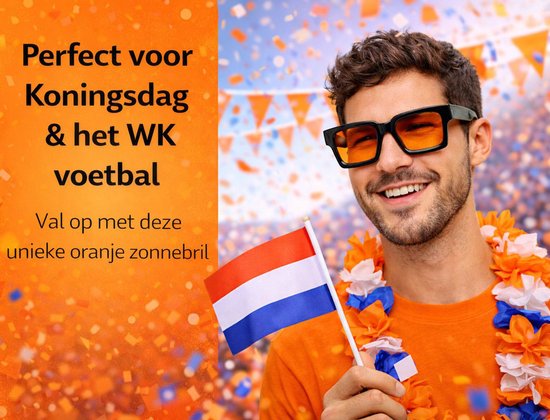 Zwarte Zonnebril - Oranje Glazen - 2 Stuks - Unisex - Festival Bril - Koningsdag zonnebril - Koningsdag Bril - Trendy Zonnebril - Nederlands Elftal - WK 2026 van Merkloos — afbeelding 2