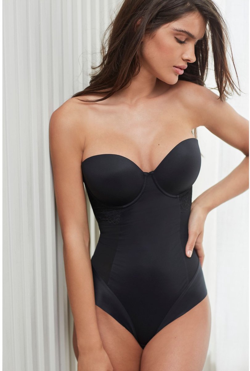 Next - Dames - nude - DD+ kanten tummy control body met lichte vulling - Zwart