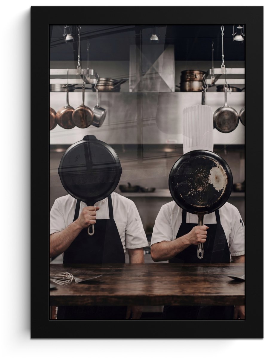 Poster in lijst - Fotolijst 20x30 cm - Posters - Koks - Koekenpannen - Keuken - Posterlijs
