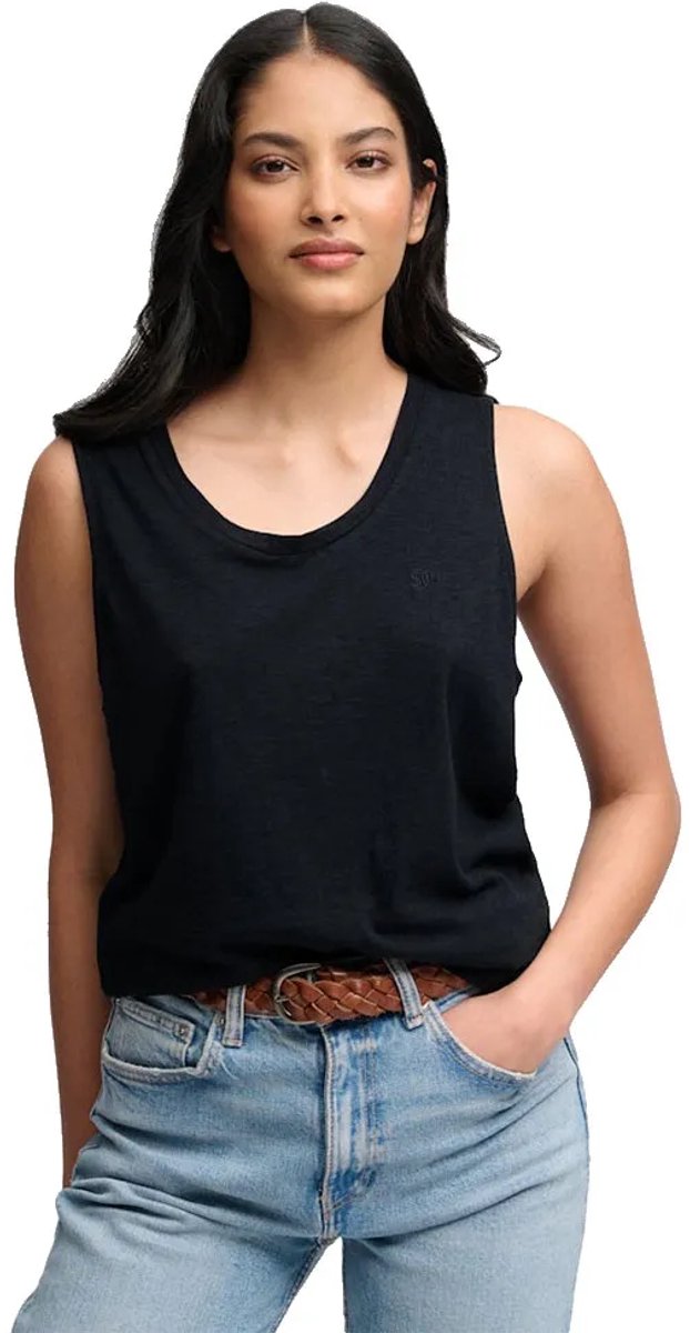 Superdry Scoop Neck Mouwloos T-shirt M Vrouw Marineblauw