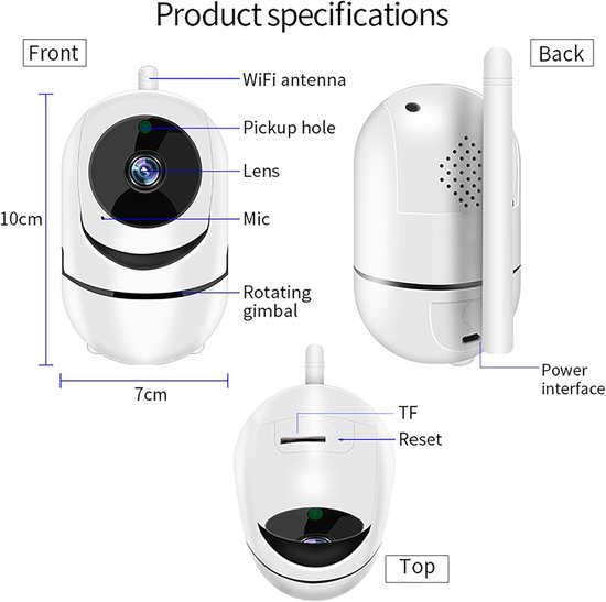 Bewakingscamera - Draadloze Camera - Buiten Bewaking - 360 Graden Zicht - 1080p Full HD - Onzichtbaar Infrarood — afbeelding 2