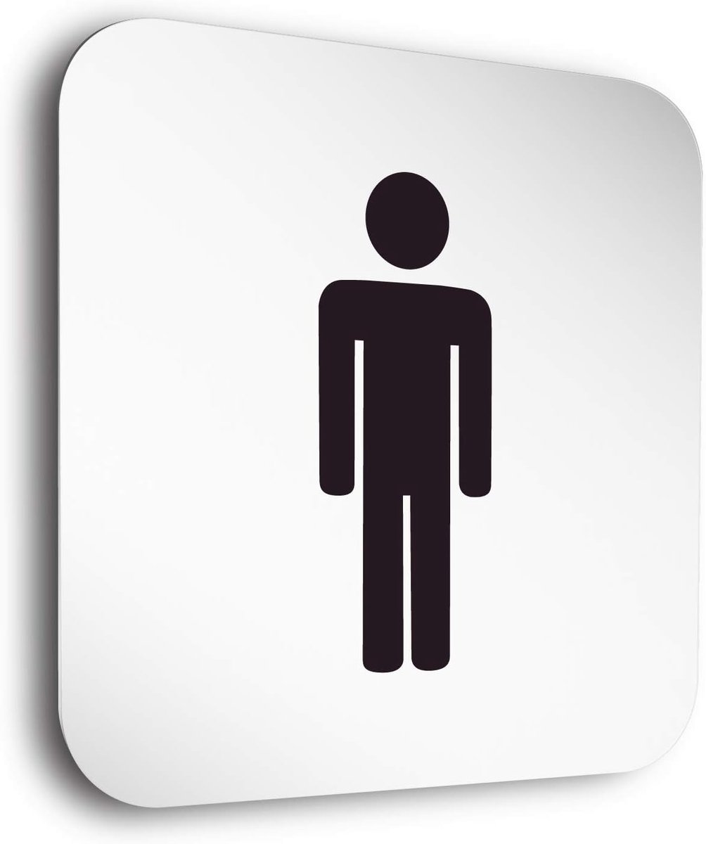 Aluminium Deurbord - Toiletbord Heren - Toegangsindicatie - Zwevend Effect - 150x150mm - Aluminium