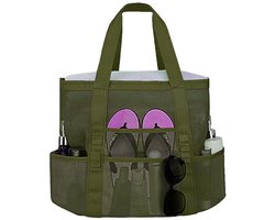 Strandtas — Strandtas van mesh — Ruime draagtas voor aan zee — Veelzijdige opbergtas van mesh voor reizen, fitness en sport — Ontworpen voor gezinsuitjes — Biedt plaats aan speelgoed en vakantiebenodigdheden — 43 x 20 x 39 cm