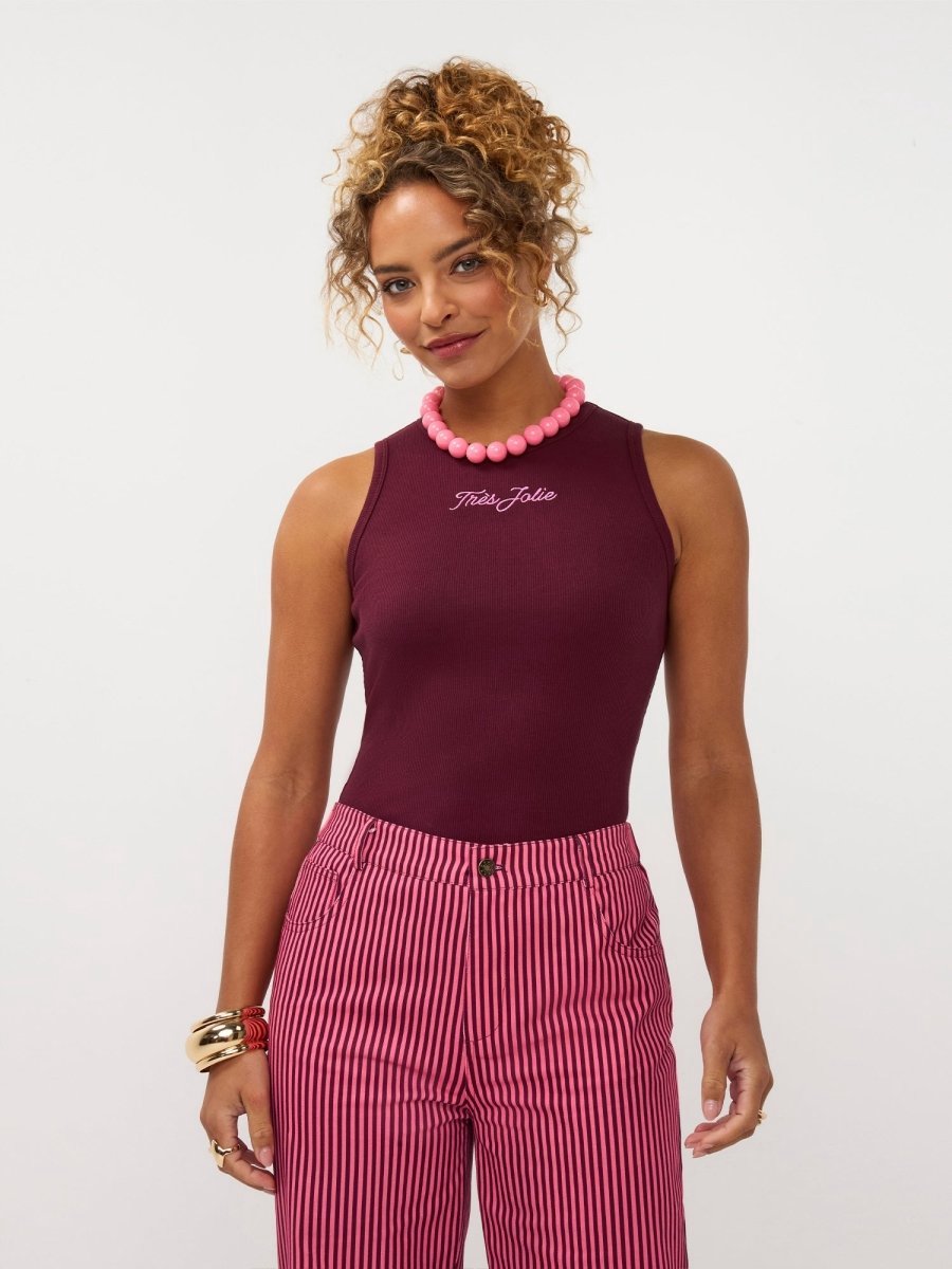 Ydence Top Très Jolie Tops & T-shirts Dames - Shirt - Bordeaux - Maat XS