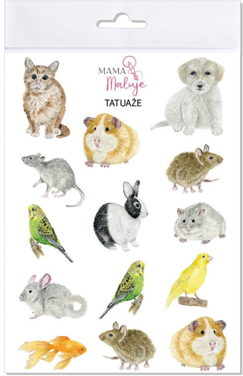 Mama Maluje - Tijdelijke Tattoos - Huisdieren - Kindertattoos - 14 Stuks - Veilig & Dermatologisch Getest