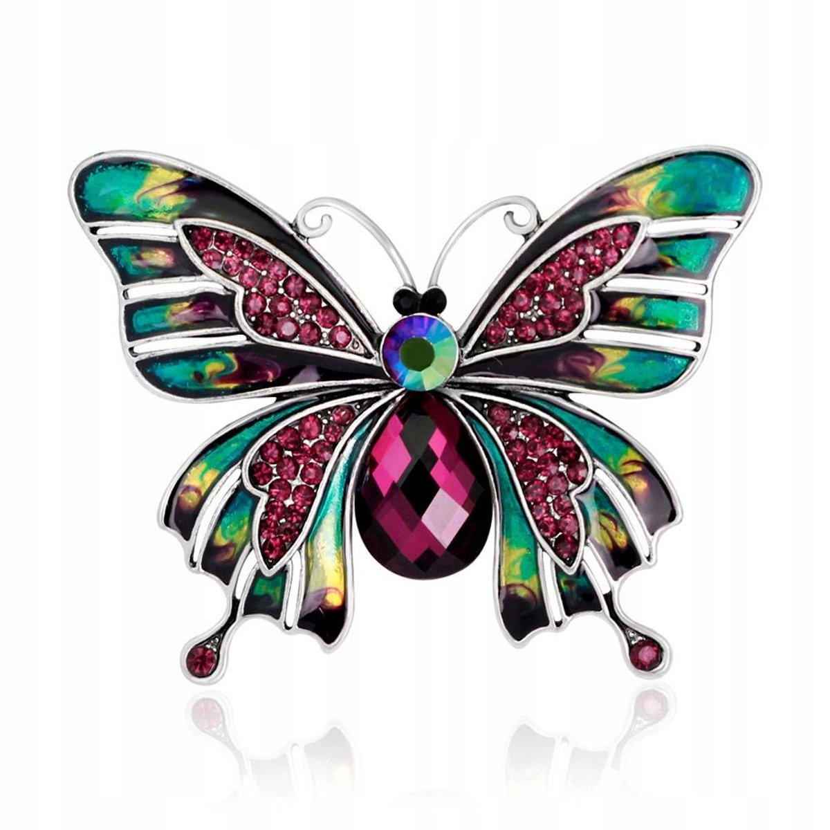 Luxe PINETS Broche VLINDER - Met Roze Zirkonia's - Elegant Sieraad - Butterfly Collectie