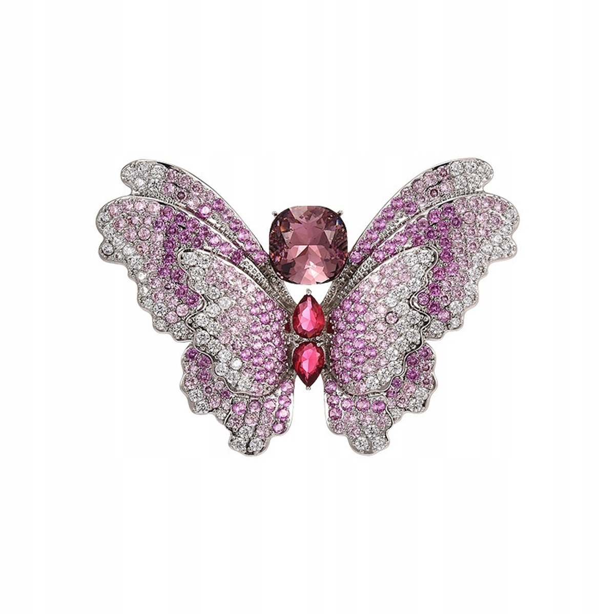 PINETS Elegant - Broche - Vlinder - Zilverkleurig - Met Paarse Zirkonia's