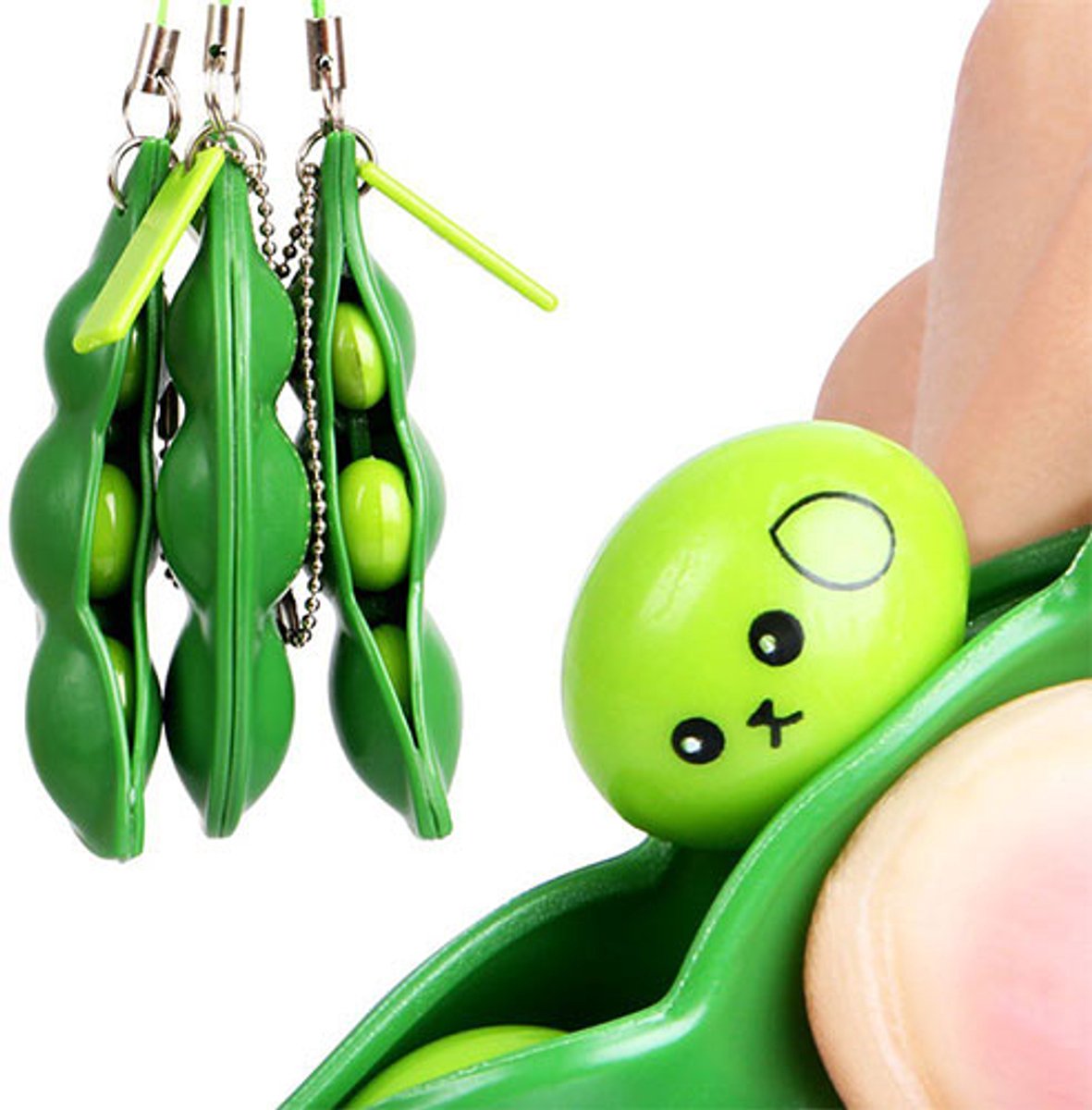 3 Stuks - Fidget soja bonen - Pea poppers - Fidget Toys - Volwassenen - Kinderen - Groen