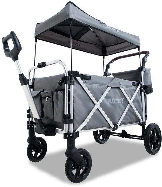 FUXLIFE by FUXTEC Handkar FX-CTL950 Grijs - Premium opvouwbaar - Kinderwagen met zonnekap - 5-puntsgordel - met koeltas