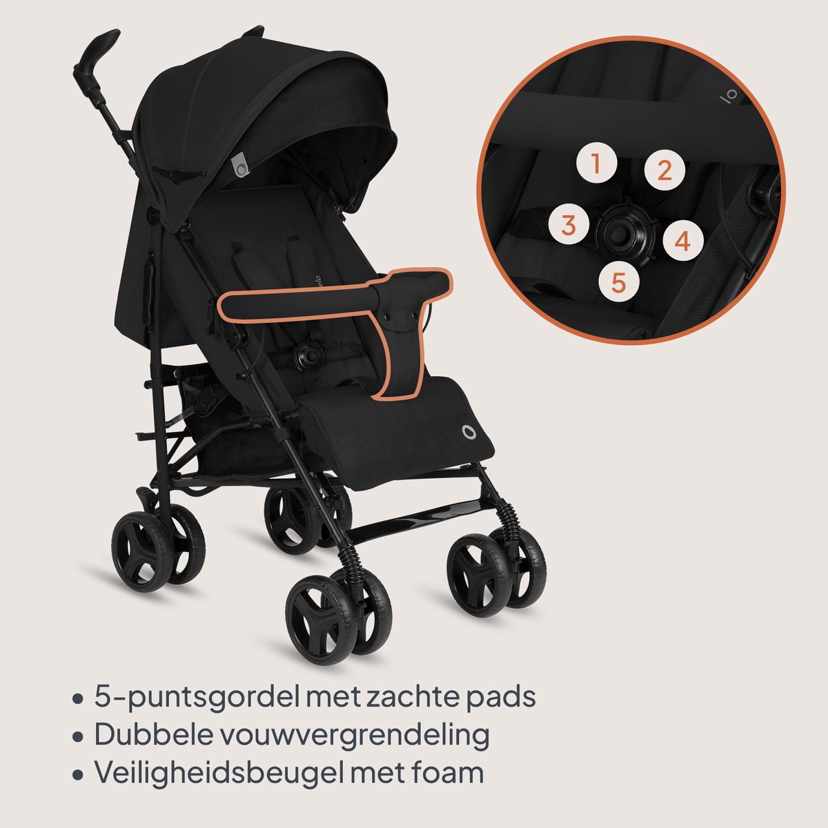 Lionelo Irma - Buggy - Wandelwagen- Lichte 7kg - tot 15 kg - Geveerde wielen - 360° - tot 5 jaar - Opbergmand - Verstelbare handgreep - Snel inklapsysteem - Compact formaat – foto 2