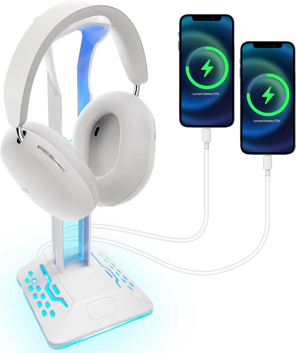 Gaming Headset Houder met RGB Verlichting en USB & Type-C Hub