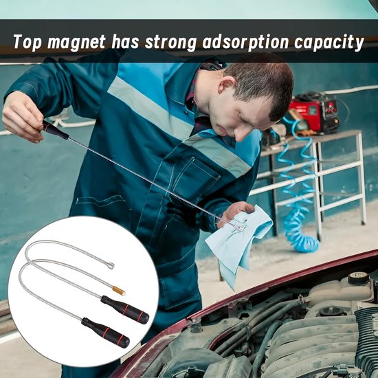 3-delige Magneetlifter Set – Telescopische Magneetstaaf Met Flexibele Zwanenhals – Sterk En Roestvrij – Voor Het Oppakken Van Metalen Onderdelen In Lastige Hoeken