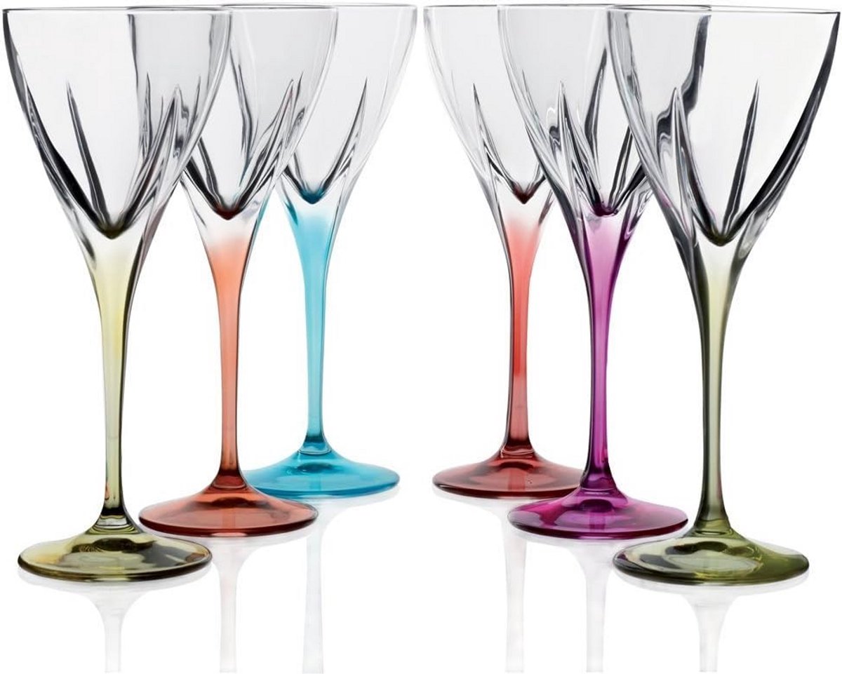 Set van 6 Kristallen Wijnglazen 160 ml Gekleurd