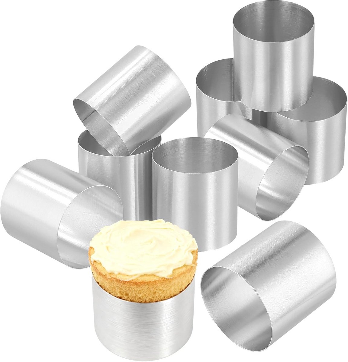10x Ronde Bakvormen Roestvrij Staal voor Taart, Mousse en Desserts 5cm