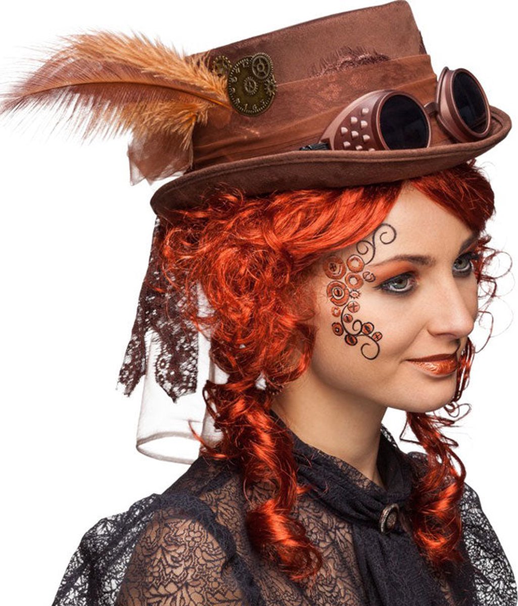 Steampunk Dameshoed Met Bril
