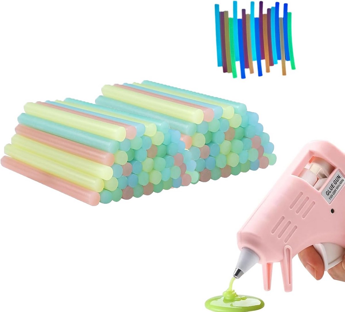 50x Mini Kleurrijke Glitter Lijmsticks voor Lijmpistool - 10 cm UV Reactief