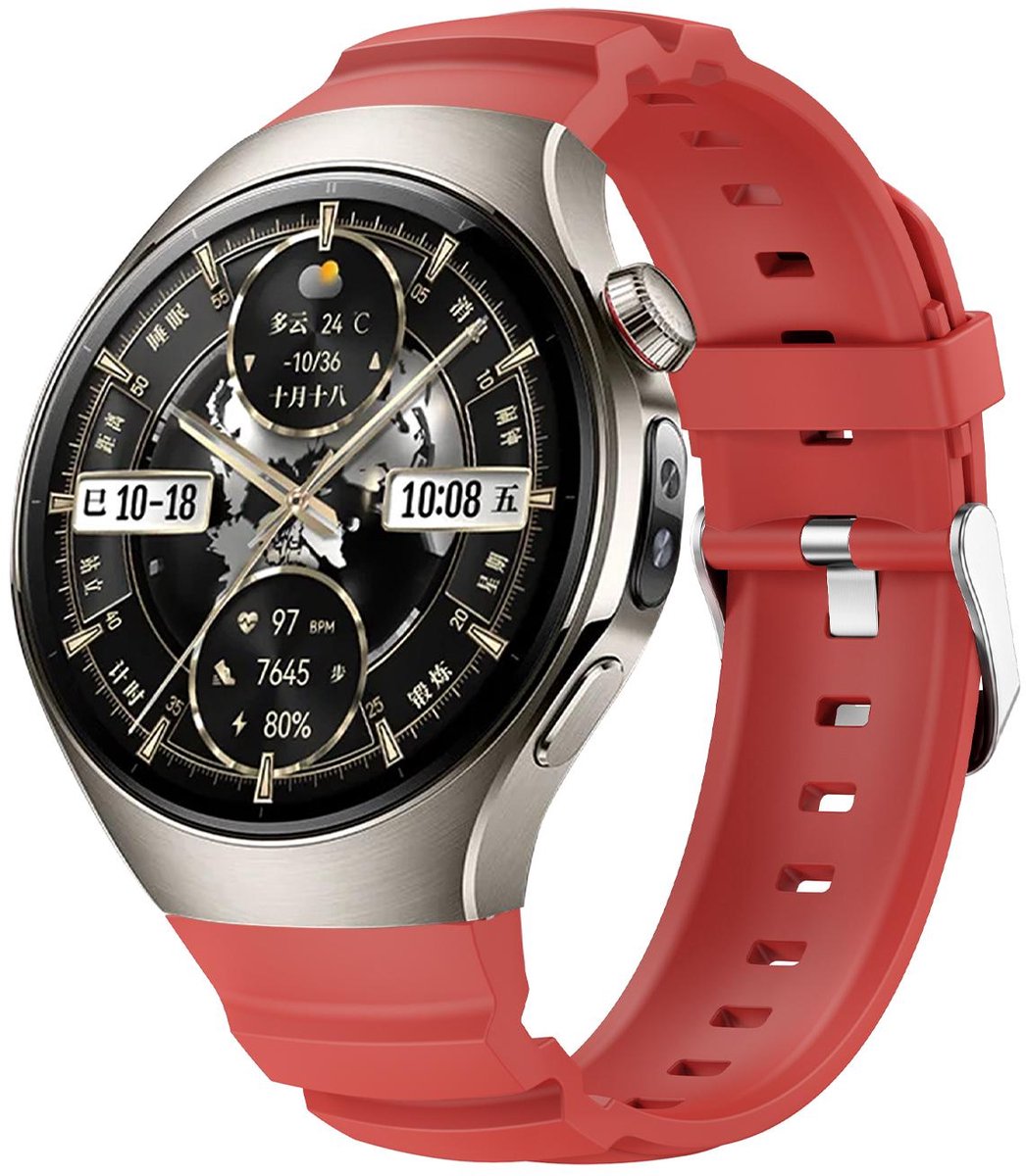 By Qubix - Contour siliconen band 'True Fit' - Rood - geschikt voor Huawei Watch 5 - 46mm