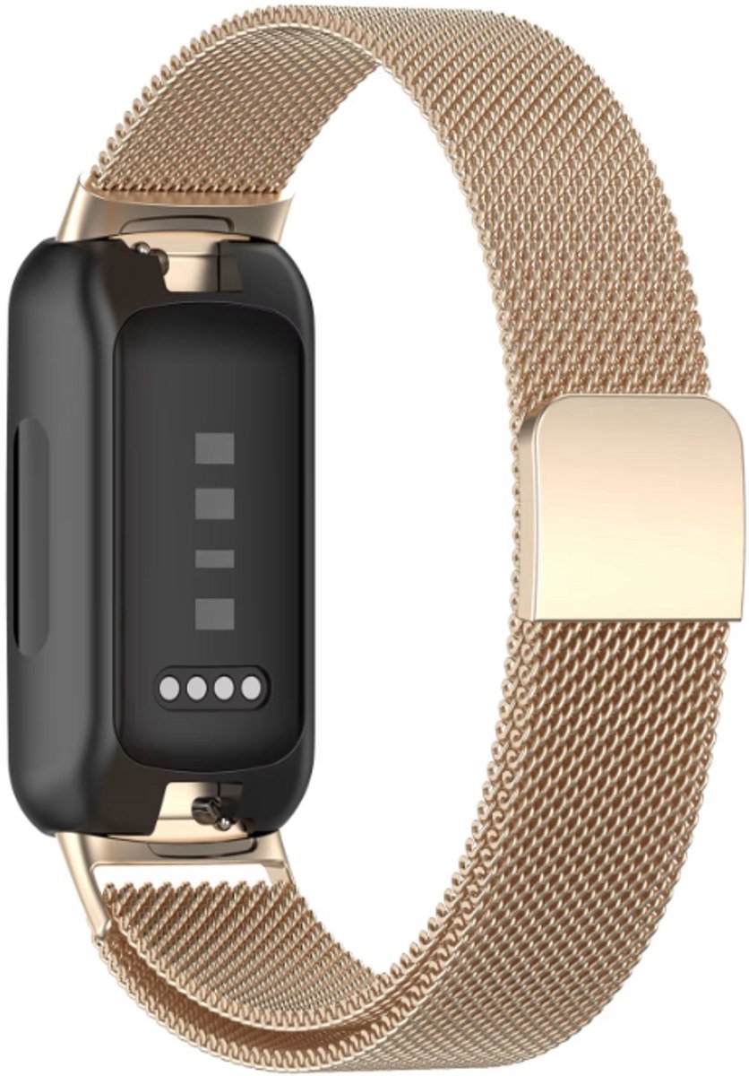 Scoby - Horlogebandje - Smartwatch Band - Geschikt voor FitBit Inspire 3 - Magneetsluiting - Stijlvol - Comfortabel - Elegant - Champagne