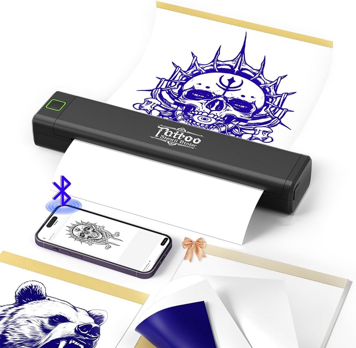 Draagbare Tattoo Transfer Printer met Bluetooth en USB voor Alle Besturingssystemen