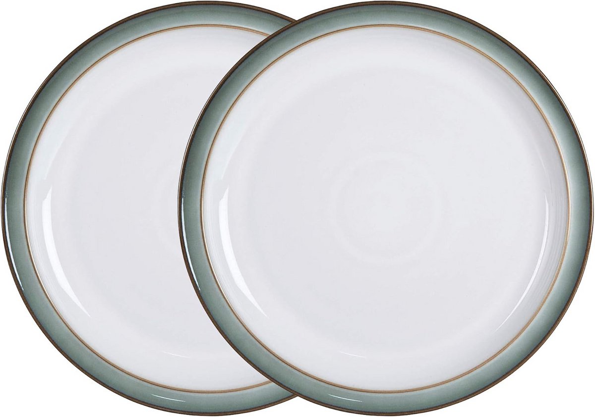 Set van 2 Medium Borden (22cm) in Saliegroen - Stevig Keramiek Vaatwasserbestendig