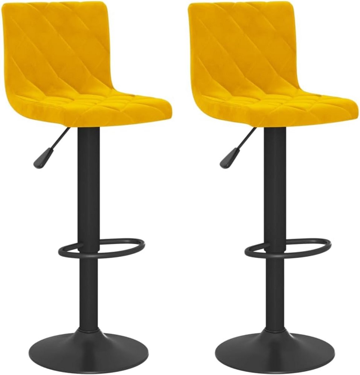 Set van 2 Gestoffeerde Barstoelen Draaibaar & In Hoogte Verstelbaar, Mosterd Geel
