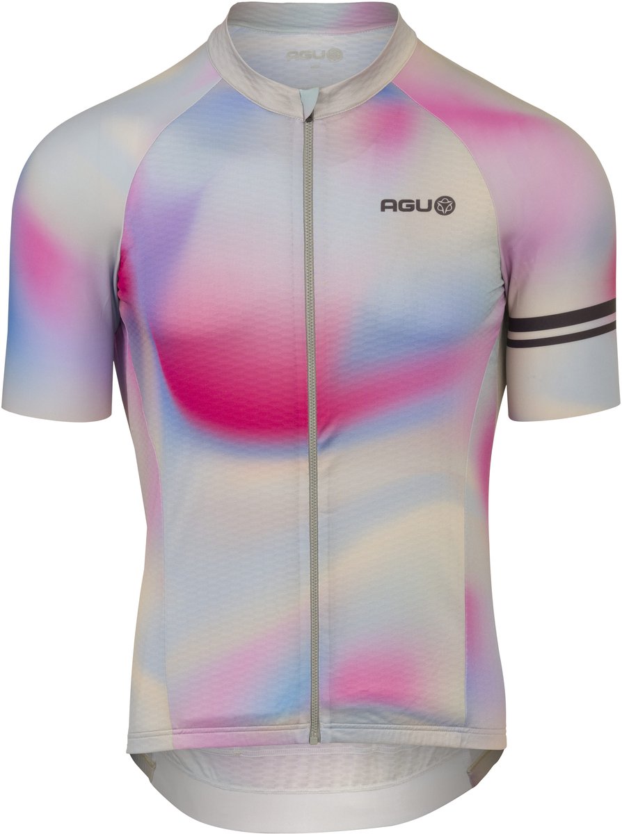 AGU Gradient Swirl - Fietsshirt Heren - Wielrenshirt - Zomer - Aerodynamisch - Gerecycled Polyester - Waterdicht Zakje - Multicolour - XXL