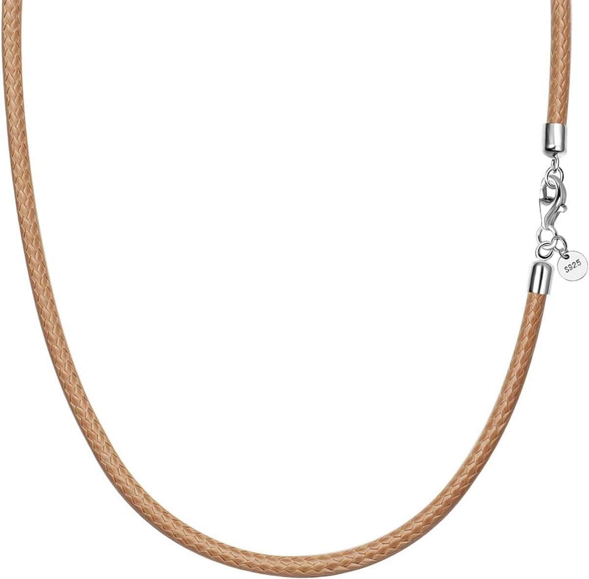 Leren Ketting met 925 Zilveren Sluiting - Gevlochten Halsketting voor Dames en Heren