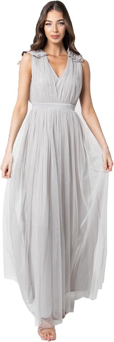 Elegante Maxi Jurk met Ruches Schouderdetail voor Dames - Perfect als Bruidsmeisjesjurk