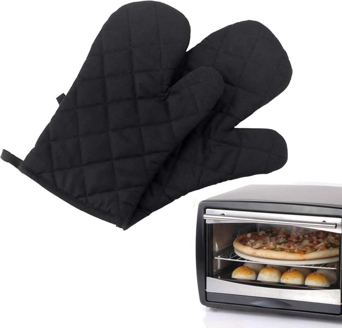 Hittebestendige Ovenwanten en Pannenlappen van Katoen met Antislip Grip - Set van 2