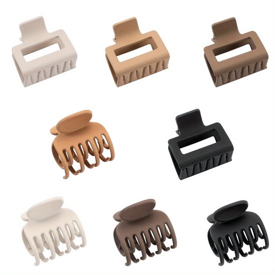 8 mini pinces à cheveux, compactes et antidérapantes, pinces à cheveux en acrylique résistant, finition mate, adaptées à tous les types de cheveux.