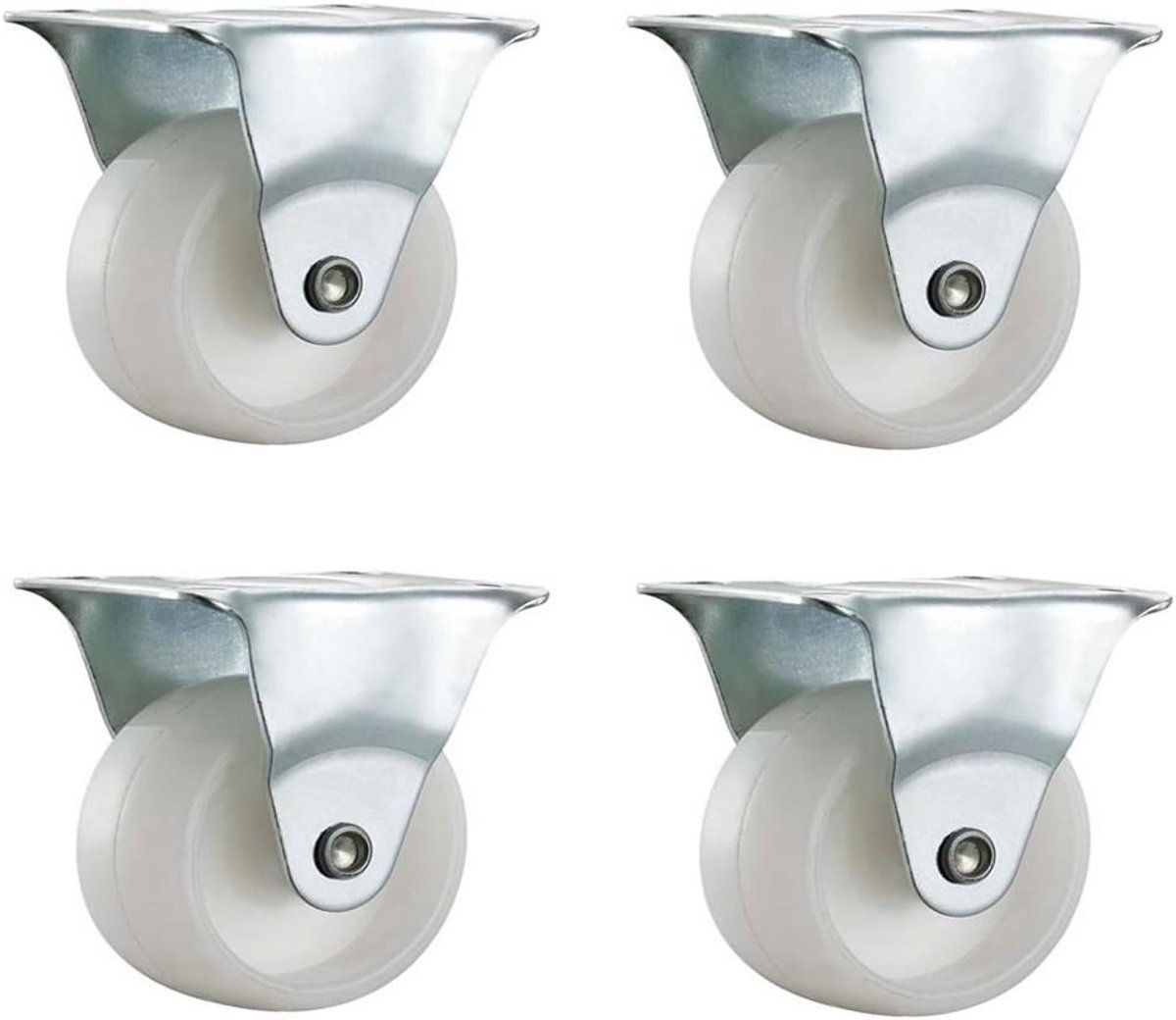 Set van 4 Zwenkwielen Nylon 40mm Met Montageplaat - Zware Kwaliteit Tot 100kg