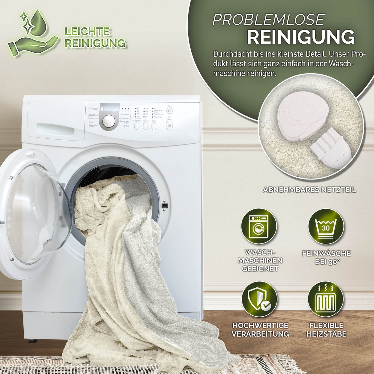Sinnlein Elektrische Deken 9 Warmtestanden Beige - afbeelding 2