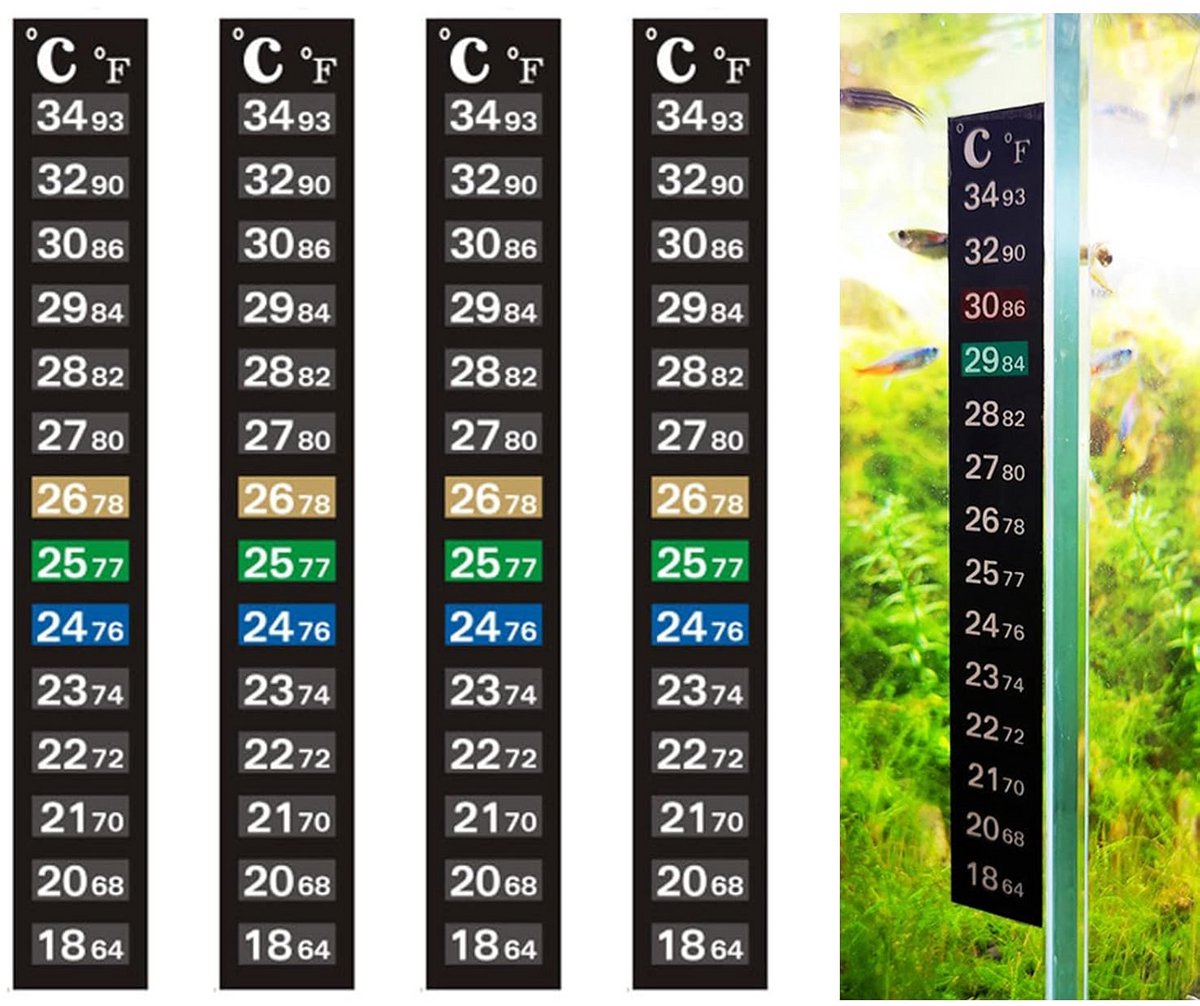 4-delige Temperatuursticker voor Aquarium en Tank
