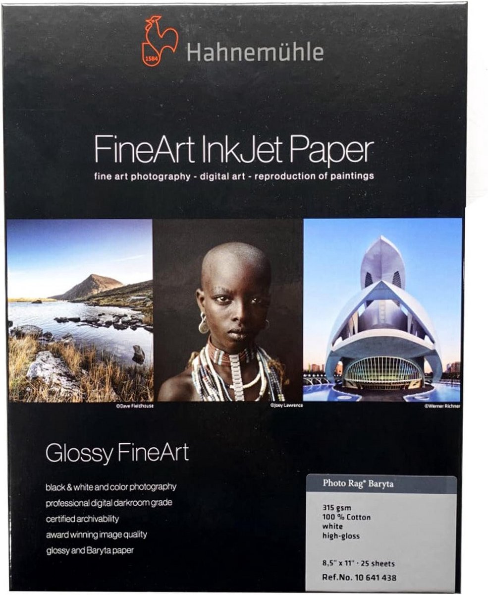 Fotopapier Hoogglans Baryta Katoen 315 g 8.5x11 Inch 25 Vellen