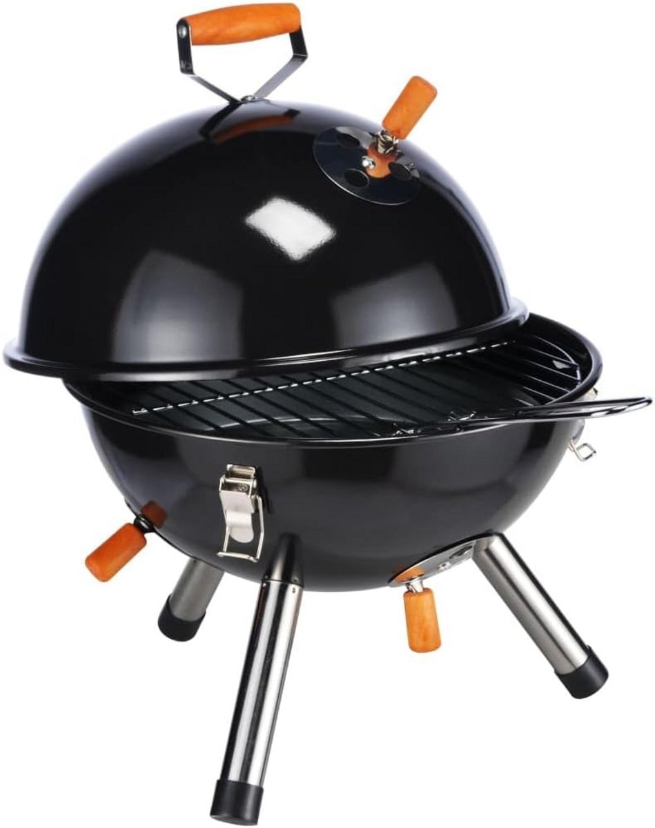 Compacte Ronde Kogelbarbecue Zwart - Ideaal voor Balkon en Reizen