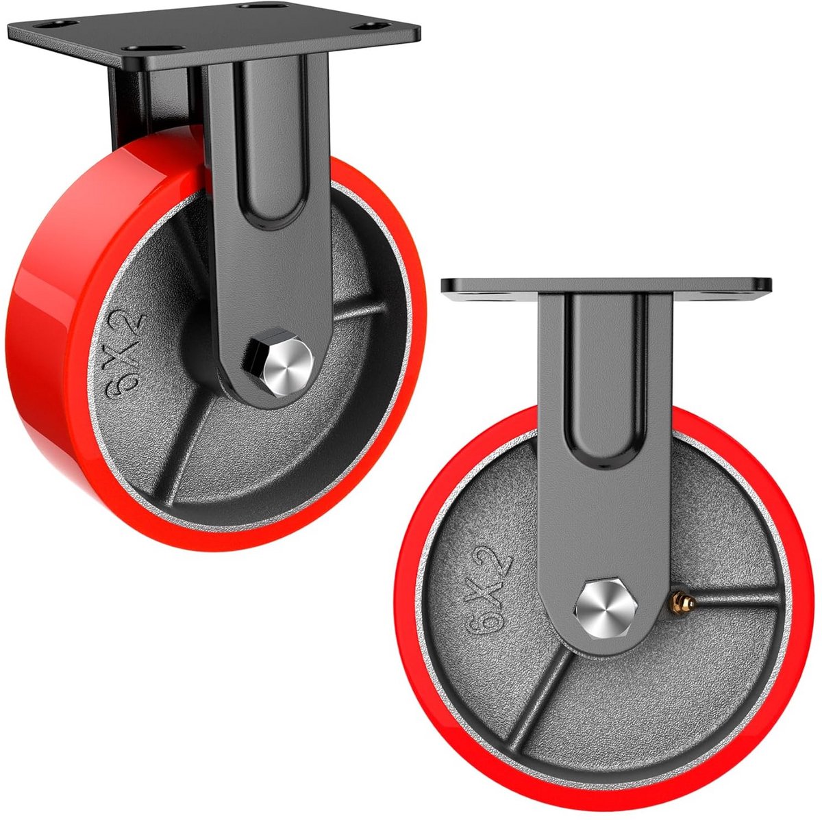 Zware Zwenkwielen 15CM Polyurethaan voor Platformwagen en Meubels - 900 kg Capaciteit (2 Stuks)