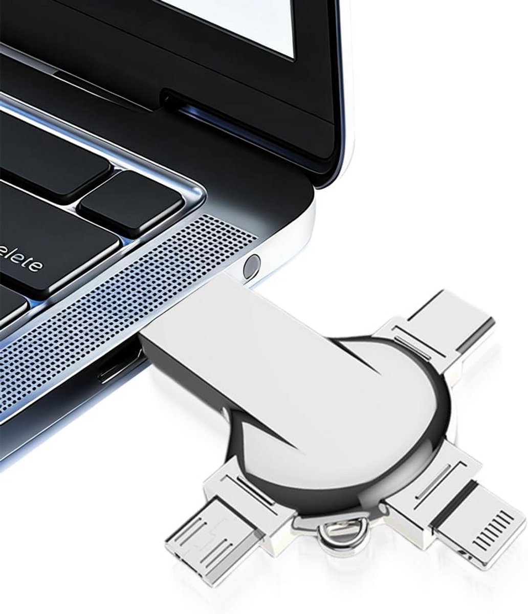 256 GB USB-stick 4-in-1 Geheugenstick voor iOS, Android, PC en Tablet