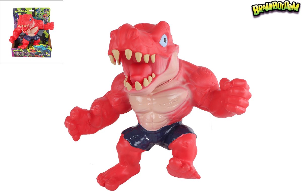 Van Manen dinosaurus speelgoed Brainboooom Stretch Monsterroofdier Rood 22cm.