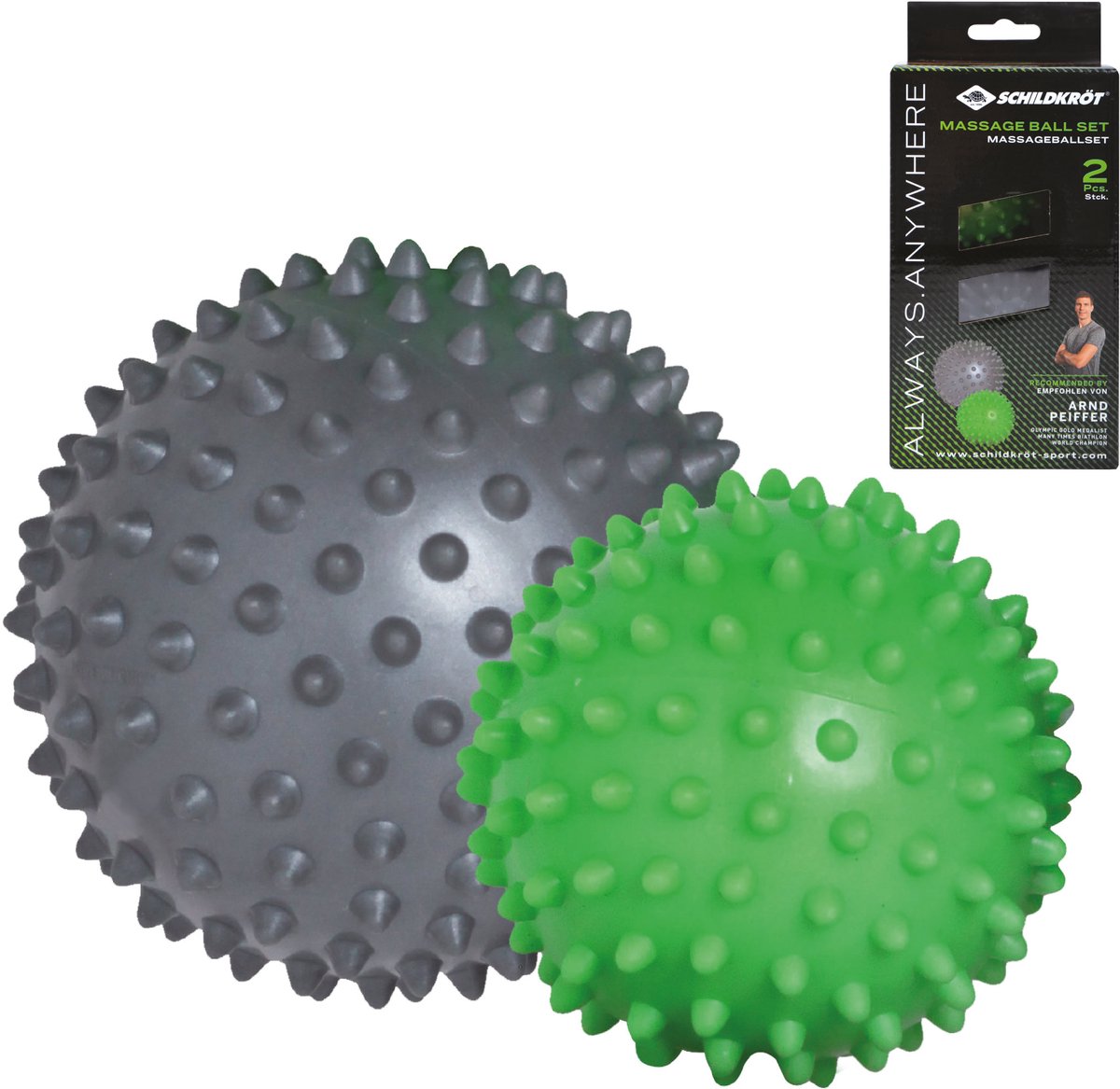 Schildkröt Fitness Fitness Set - 2 Massageballen Zacht En Hard - PVC - Groen/Antraciet