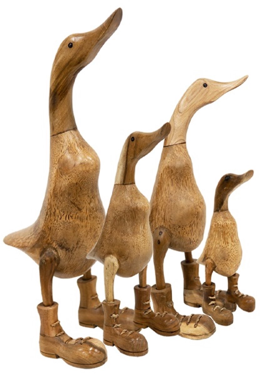 Houten eenden met laarzen set van 4